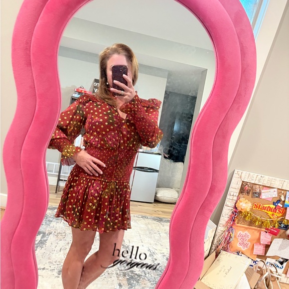 FARM Rio Vibrant Red and Green Long Sleeve Dress - Picture 2 of 4